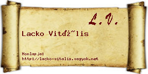 Lacko Vitális névjegykártya